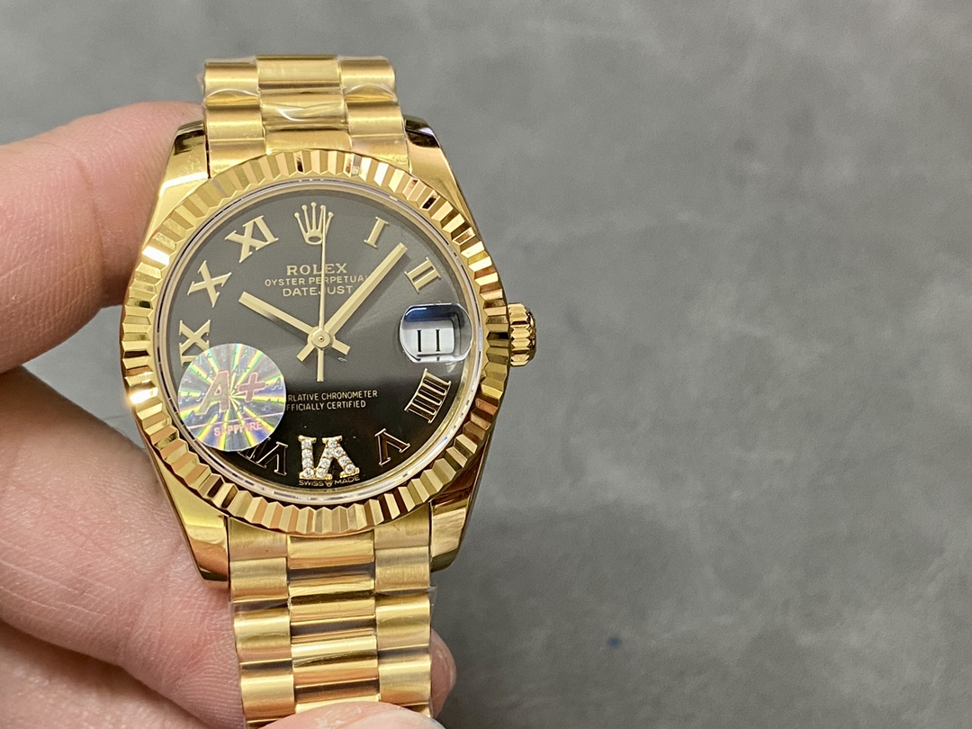 Rolex Datejust 31mm Yellow Gold M278278 0032 Dark Grey Roman VI President